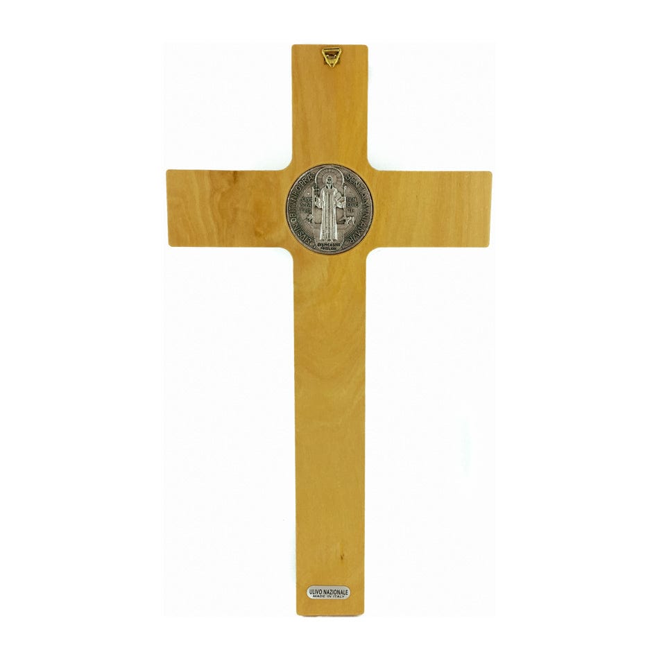 Light Olive Wood St. Benedict Crucifix with Outlines