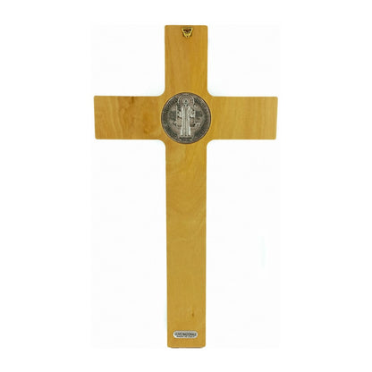 Light Olive Wood St. Benedict Crucifix with Outlines