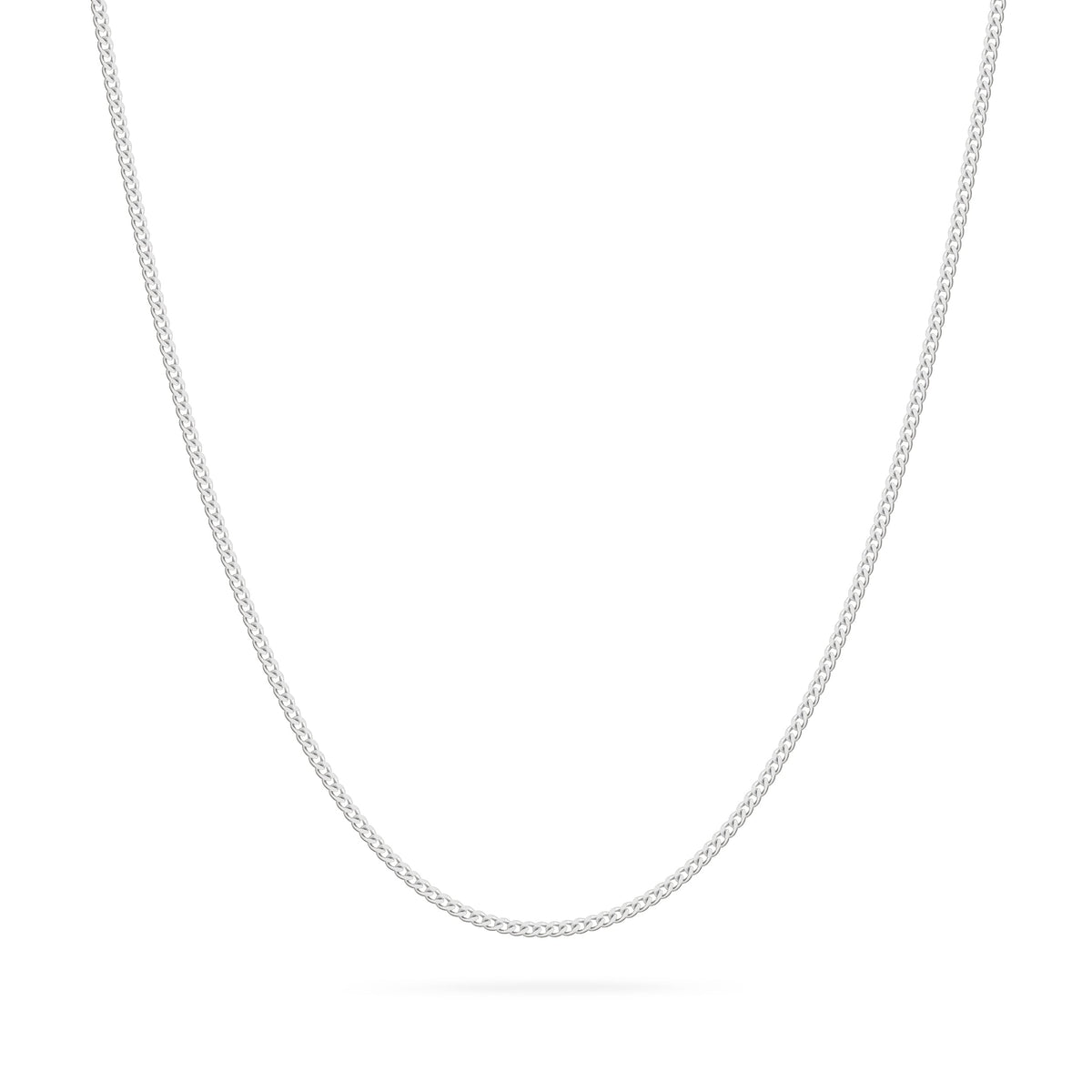 Long White Gold Curb Chain Necklace