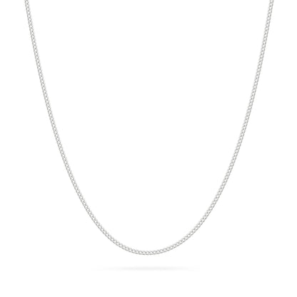 Long White Gold Curb Chain Necklace