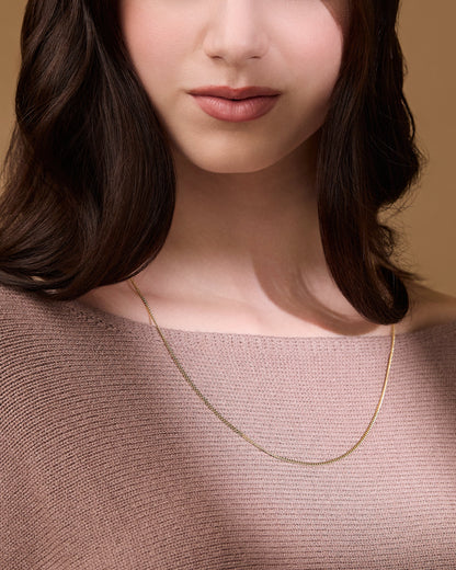 Long Yellow Gold Curb Chain Necklace