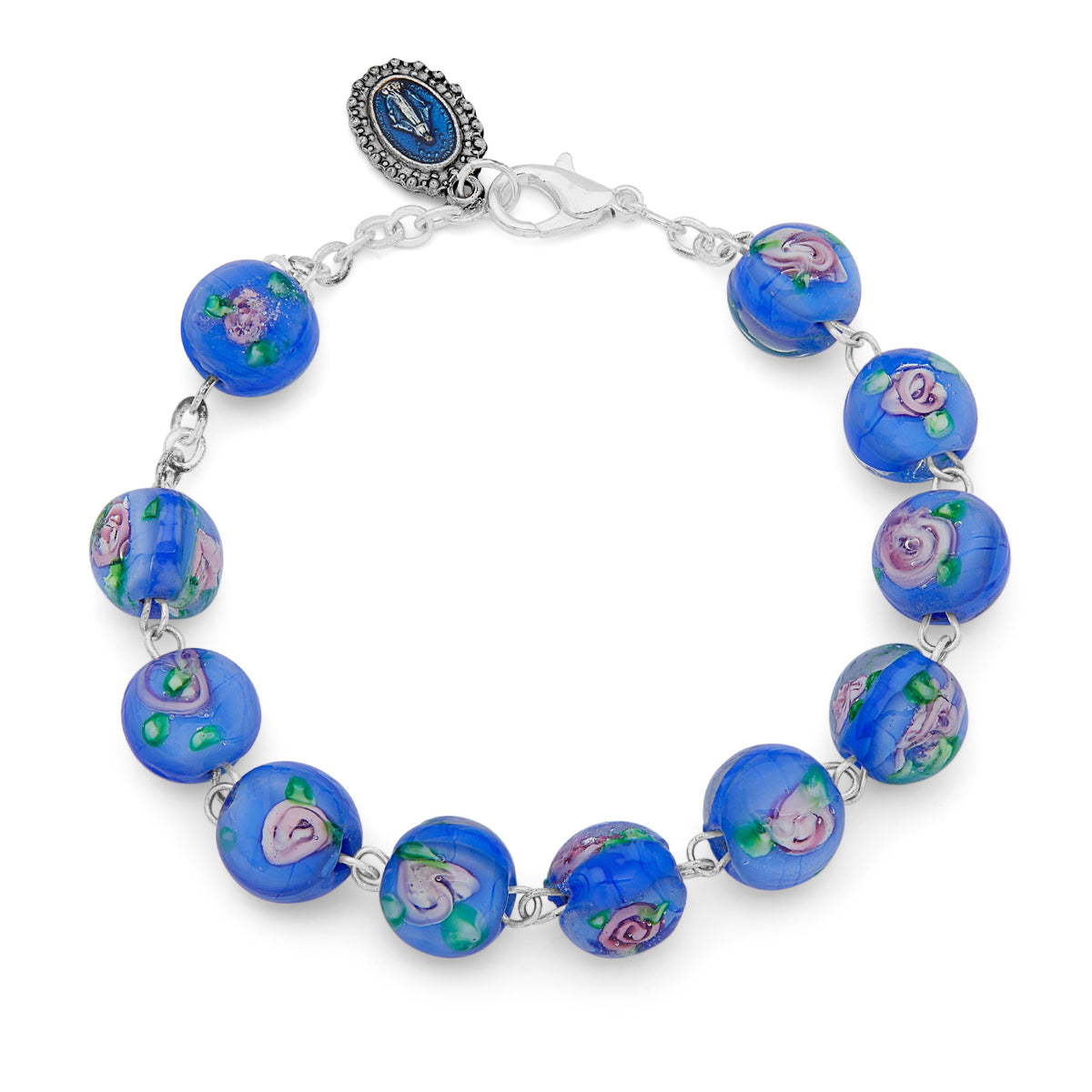 Blue Lume Rosary Bracelet with Miraculous Virgin Medal