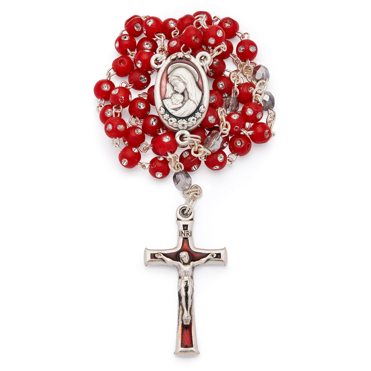 Madonna with Child Resin Rosary with Strass Crystals
