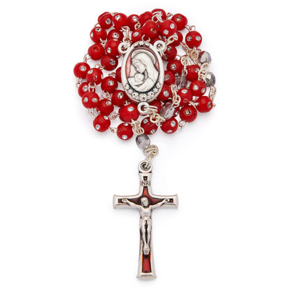 Madonna with Child Resin Rosary with Strass Crystals