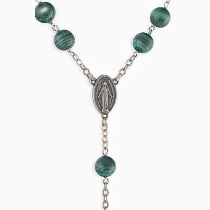 Malachite Sterling Silver Rosary