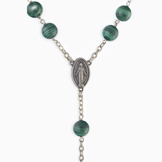 Malachite Sterling Silver Rosary