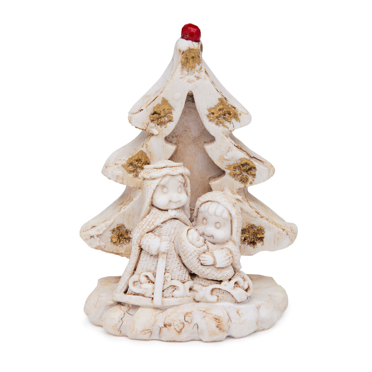 Marble Dust Nativity Scene with Christmas Tree