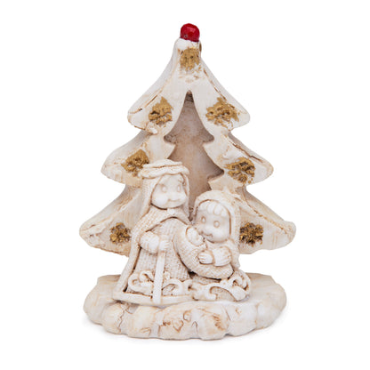 Marble Dust Nativity Scene with Christmas Tree