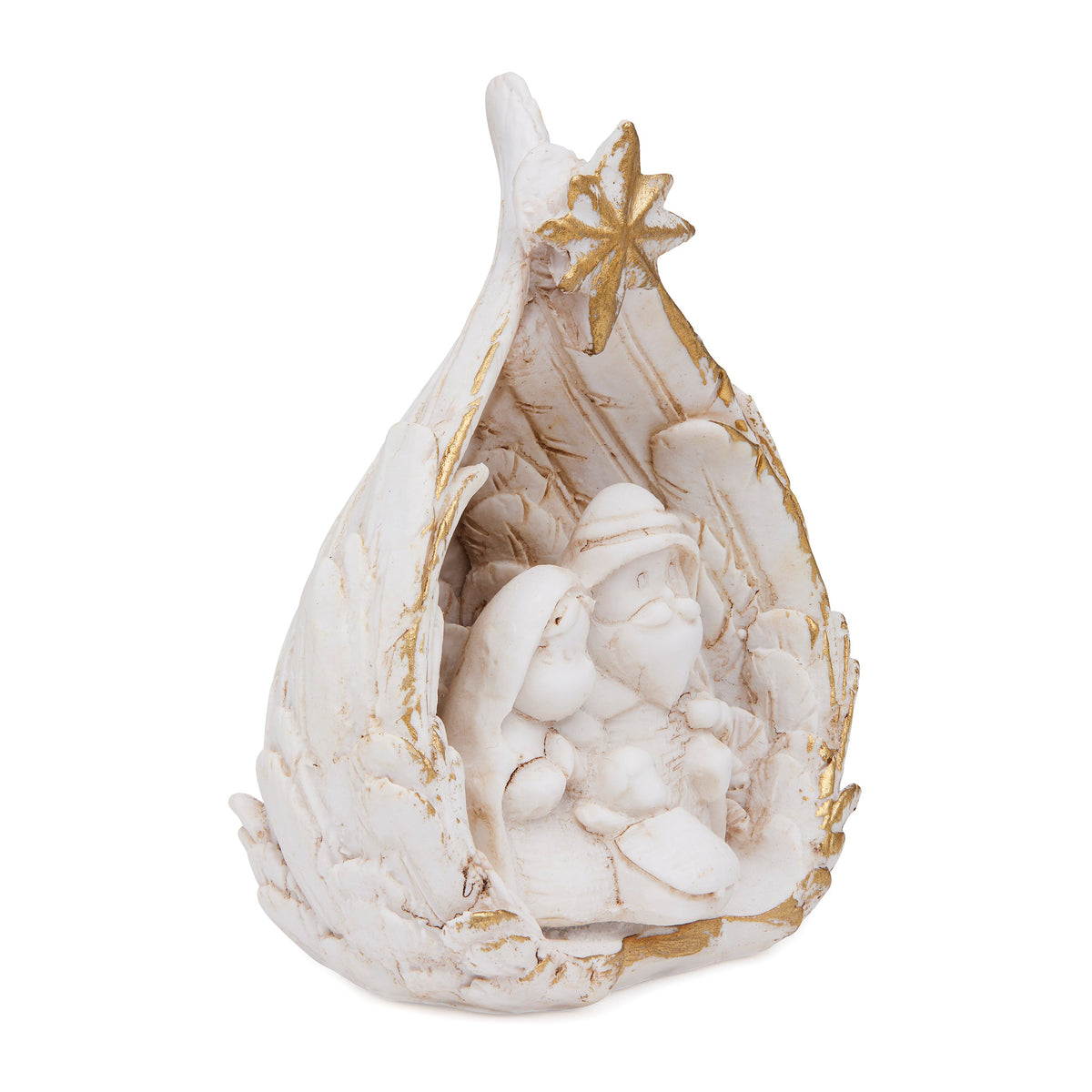 Marble Dust Nativity Scene with Wing-shaped Stable