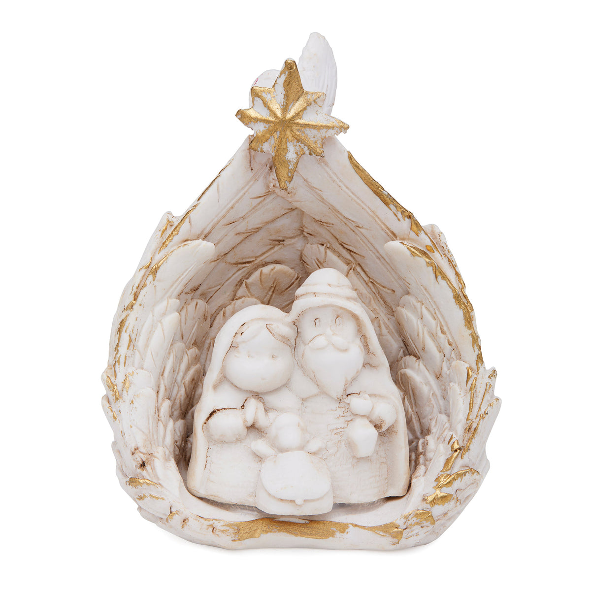 Marble Dust Nativity Scene with Wing-shaped Stable