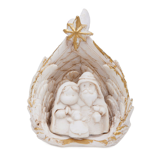 Marble Dust Nativity Scene with Wing-shaped Stable