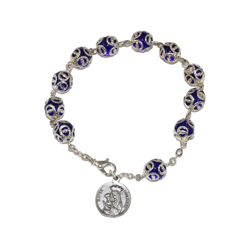 Mater Ecclesiae Capped Glass Rosary Beads Bracelet