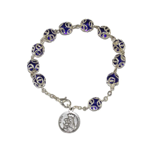 Mater Ecclesiae Capped Glass Rosary Beads Bracelet