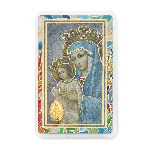 Mater Ecclesiae Plastified Prayer Card and Miraculous Virgin Medal