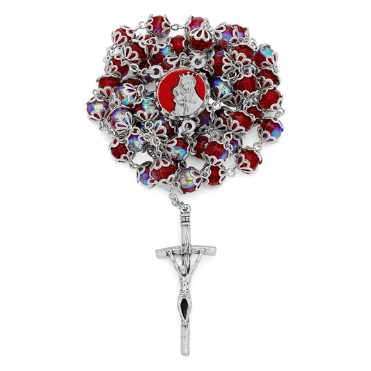 Mater Ecclesiae Red Rosary Faceted Beads
