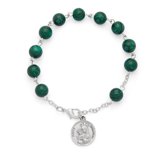 Mater Ecclesiae Rosary Bracelet with Malachite Beads