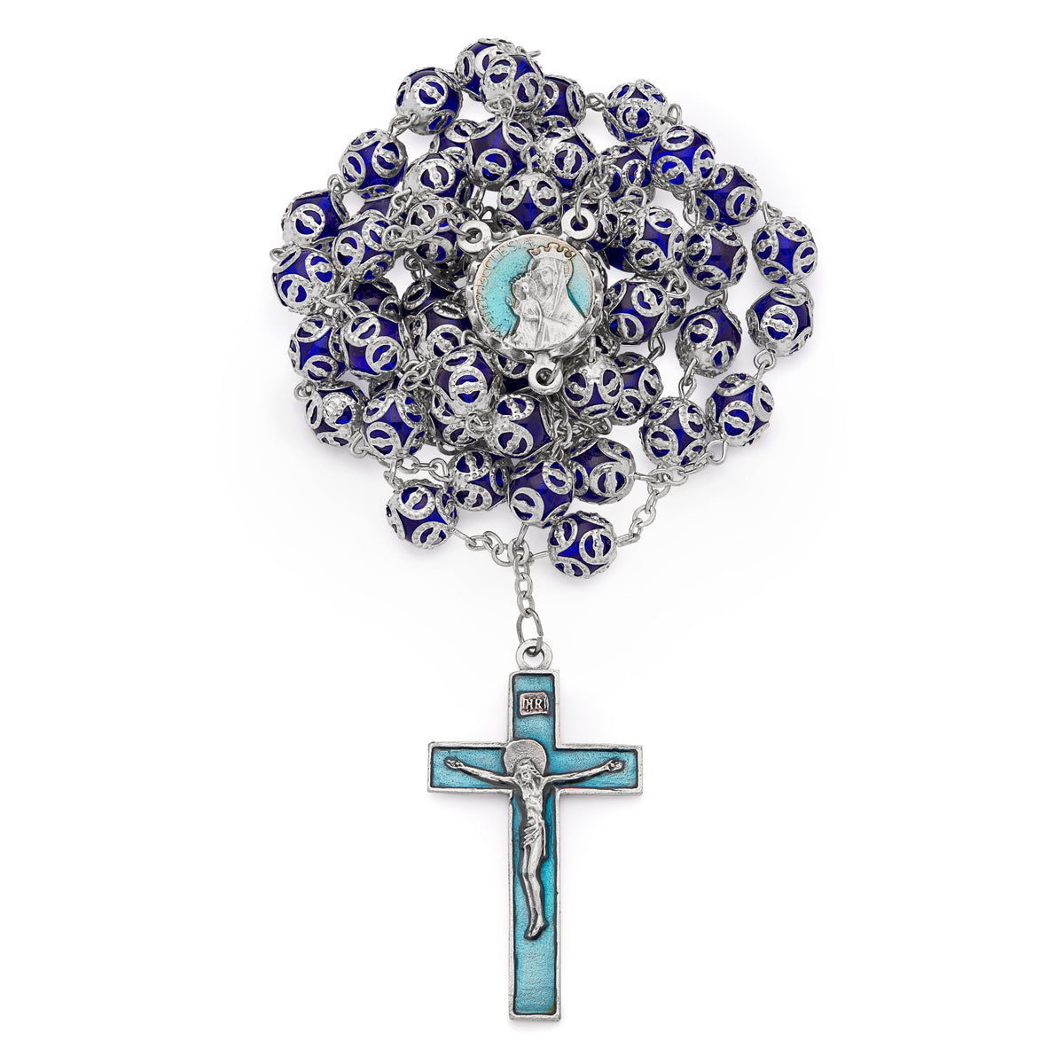 Mater Ecclesiae Rosary in Blue Capped Beads