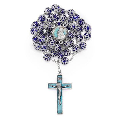 Mater Ecclesiae Rosary in Blue Capped Beads