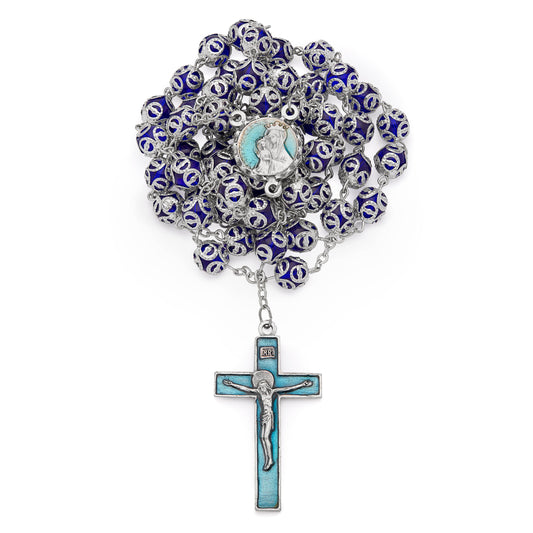 Mater Ecclesiae Rosary in Blue Capped Beads