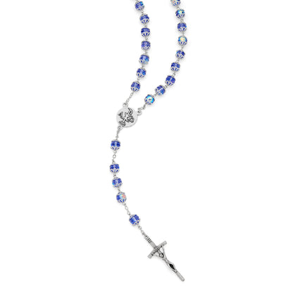 Mater Ecclesiae Rosary in Decorated Caps Blue Beads