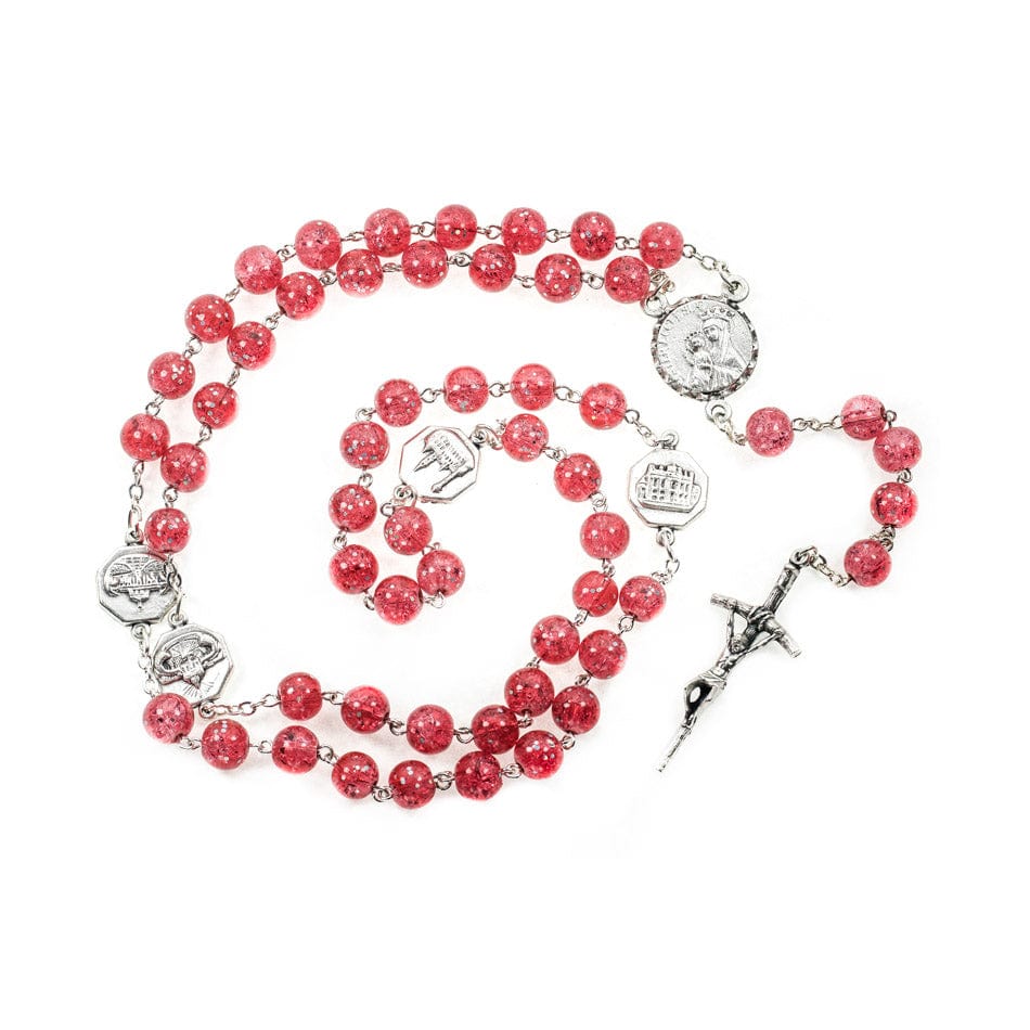 Mater Ecclesiae Rosary in Red Glass