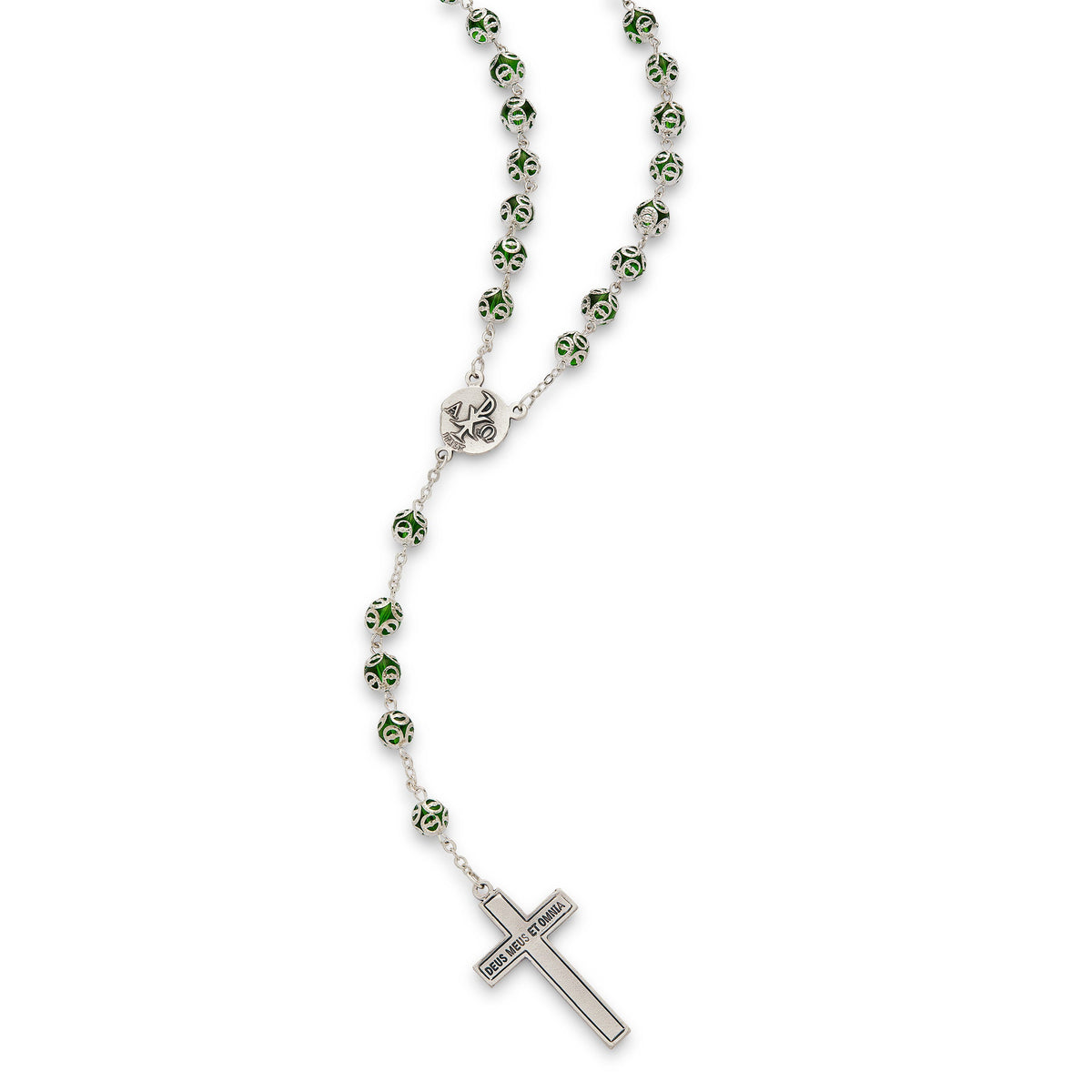 Mater Ecclesiae Rosary with Green Capped Glass Beads