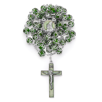 Mater Ecclesiae Rosary with Green Capped Glass Beads