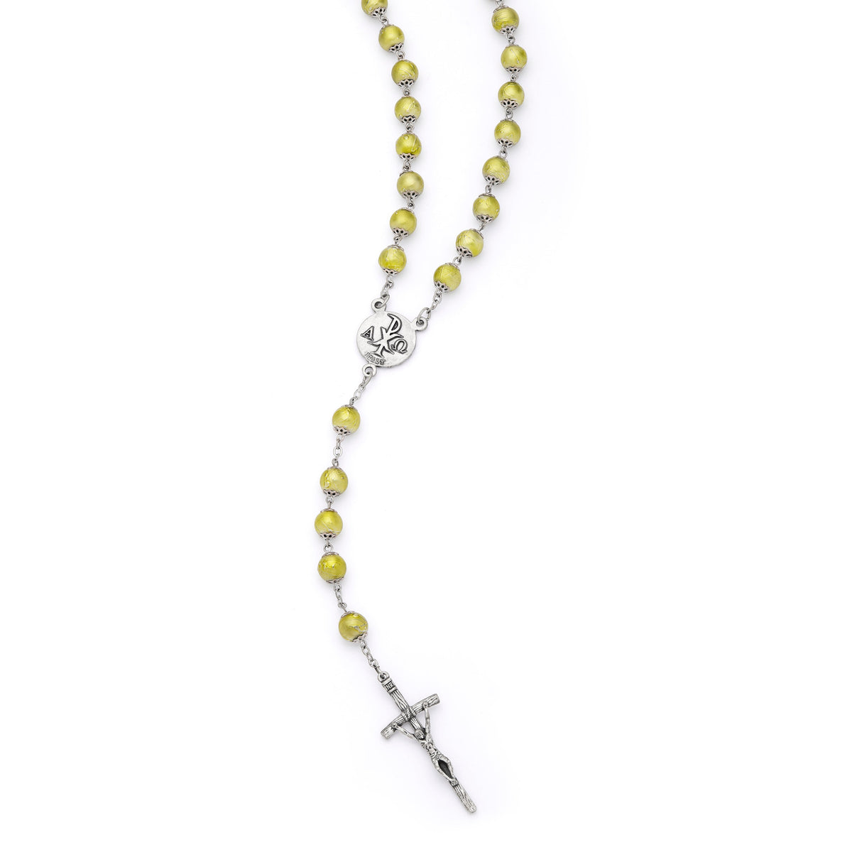 Mater Ecclesiae Rosary with Pearly Light Olive Green Beads