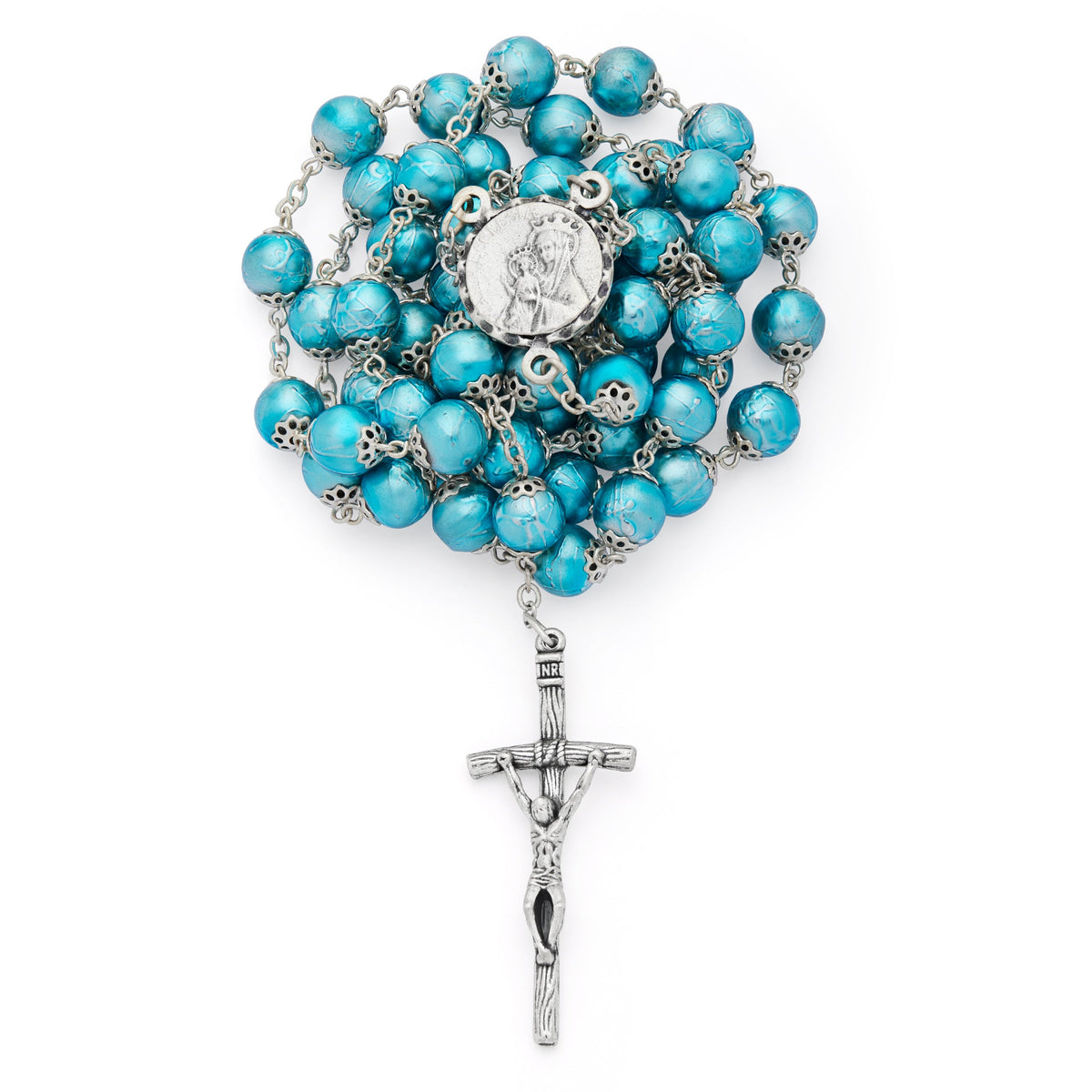 Mater Ecclesiae Rosary with Pearly Turquoise Beads