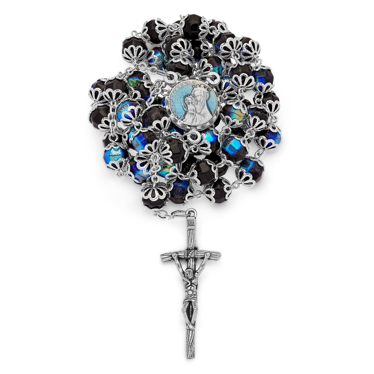 Mater Ecclesiae Virgin Black Crystal Rosary Beads