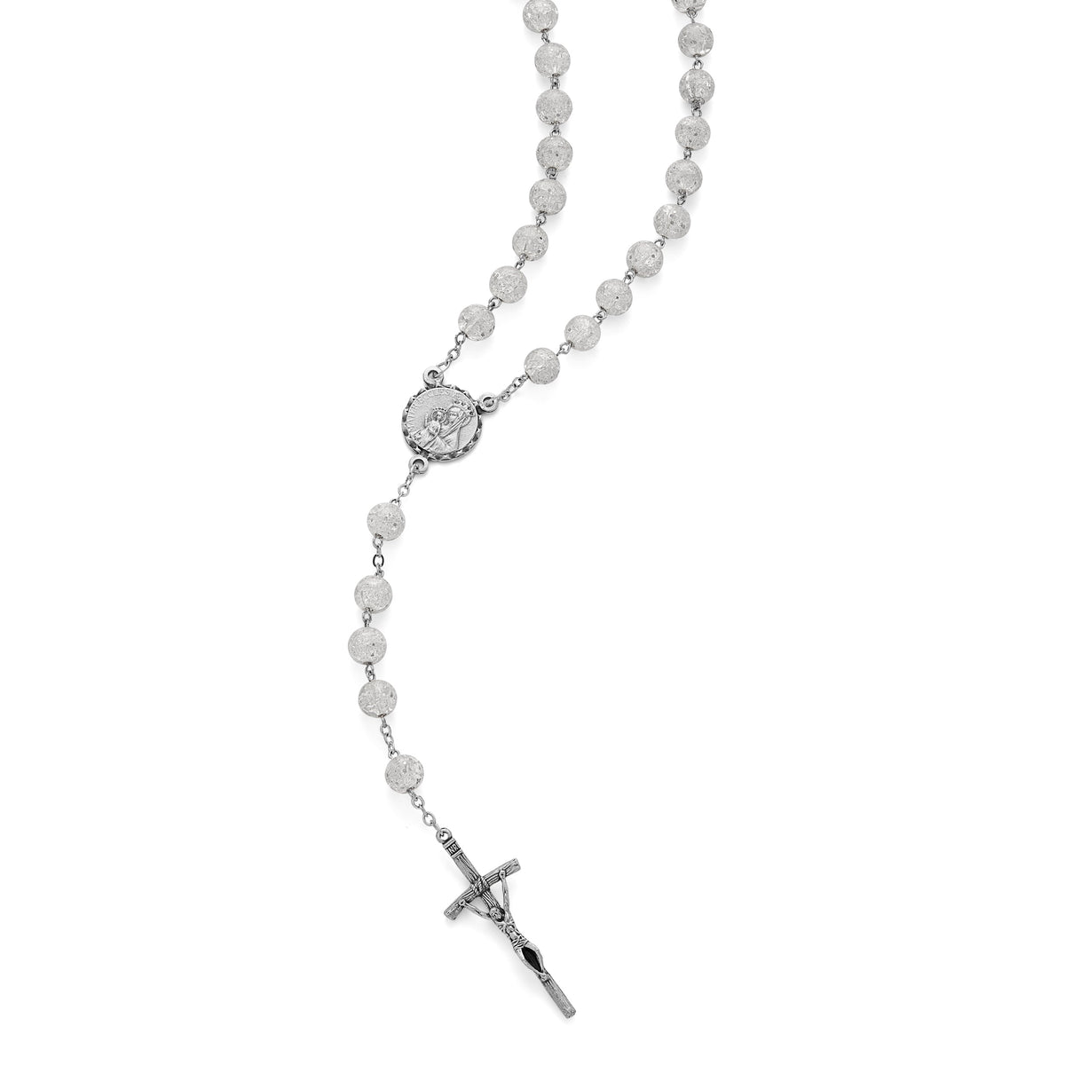 Mater Ecclesiae Virgin Rosary in White Glitter Beads