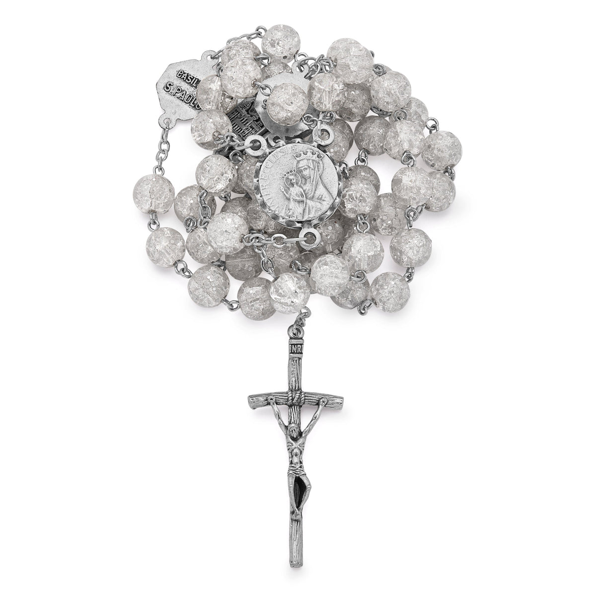Mater Ecclesiae Virgin Rosary in White Glitter Beads