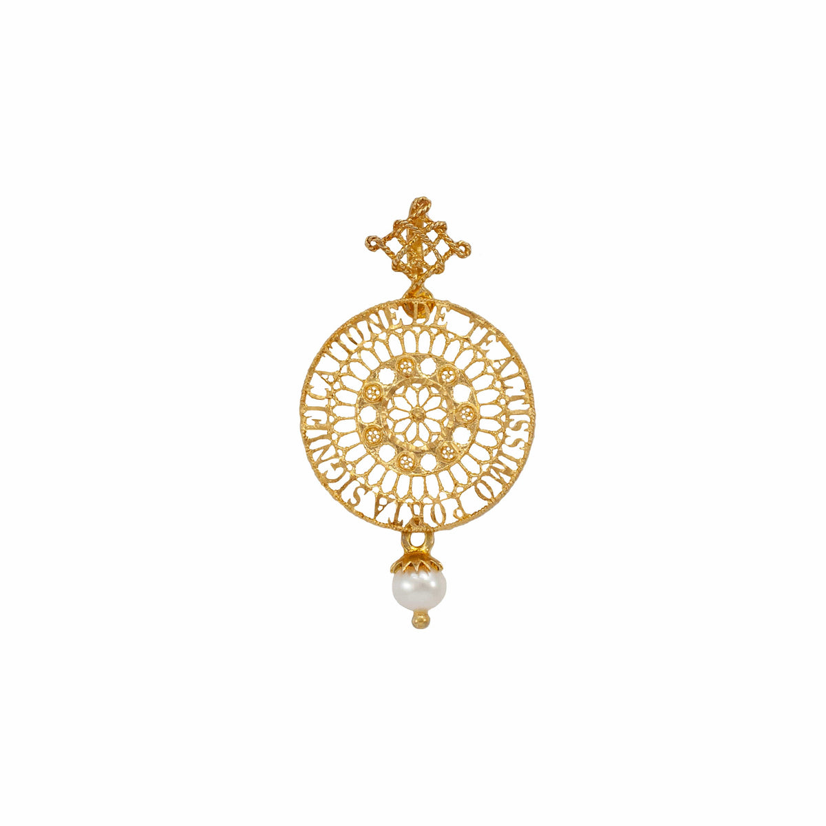 Medallion 'A Canticle of the Creatures' with Pearl in Gold Plated