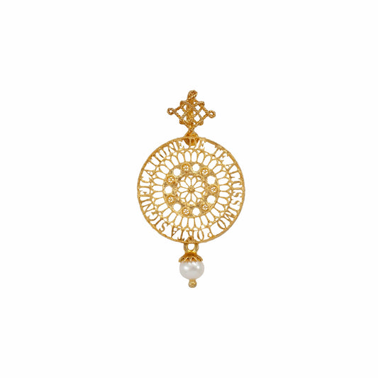 Medallion 'A Canticle of the Creatures' with Pearl in Gold Plated