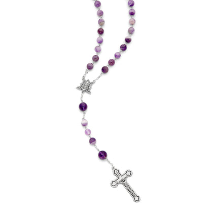 Metal Rosary with Amethyst Beads