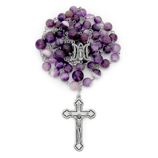 Metal Rosary with Amethyst Beads