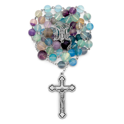Metal Rosary with Fluorite Beads