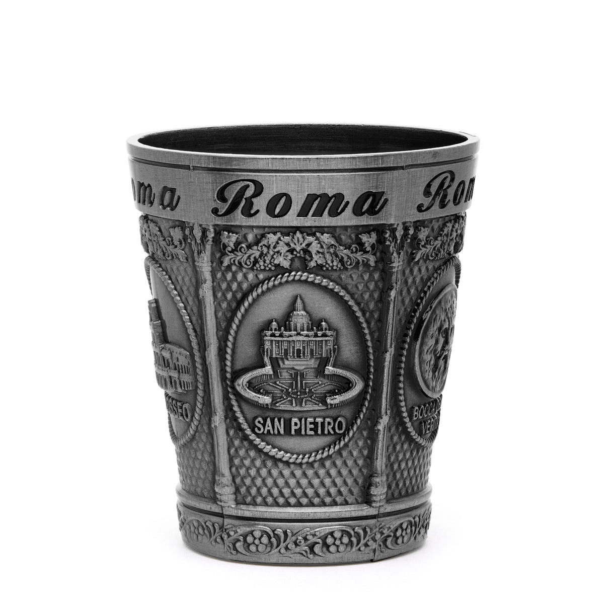 Metal Souvenir Shot Glass featuring St. Peter's Basilica and Colosseum