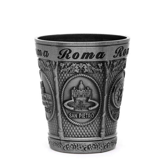 Metal Souvenir Shot Glass featuring St. Peter's Basilica and Colosseum