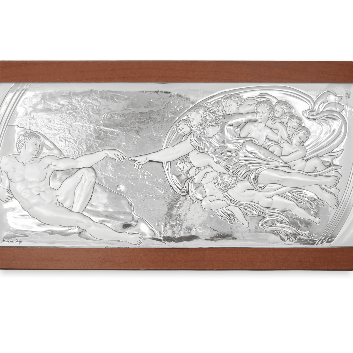 Michelangelo's Creation of Adamo Bilaminated Sterling Silver Painting