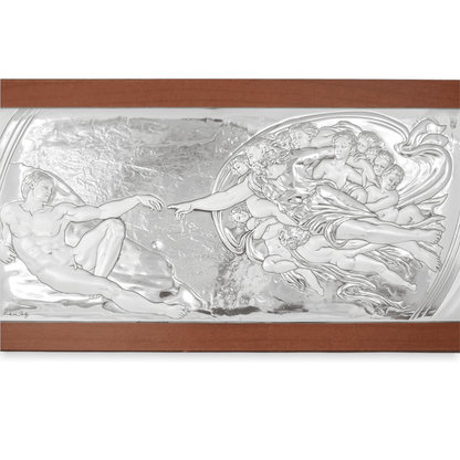 Michelangelo's Creation of Adamo Bilaminated Sterling Silver Painting