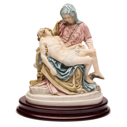 Michelangelo's Pietà Colored Marble Dust Wood Base