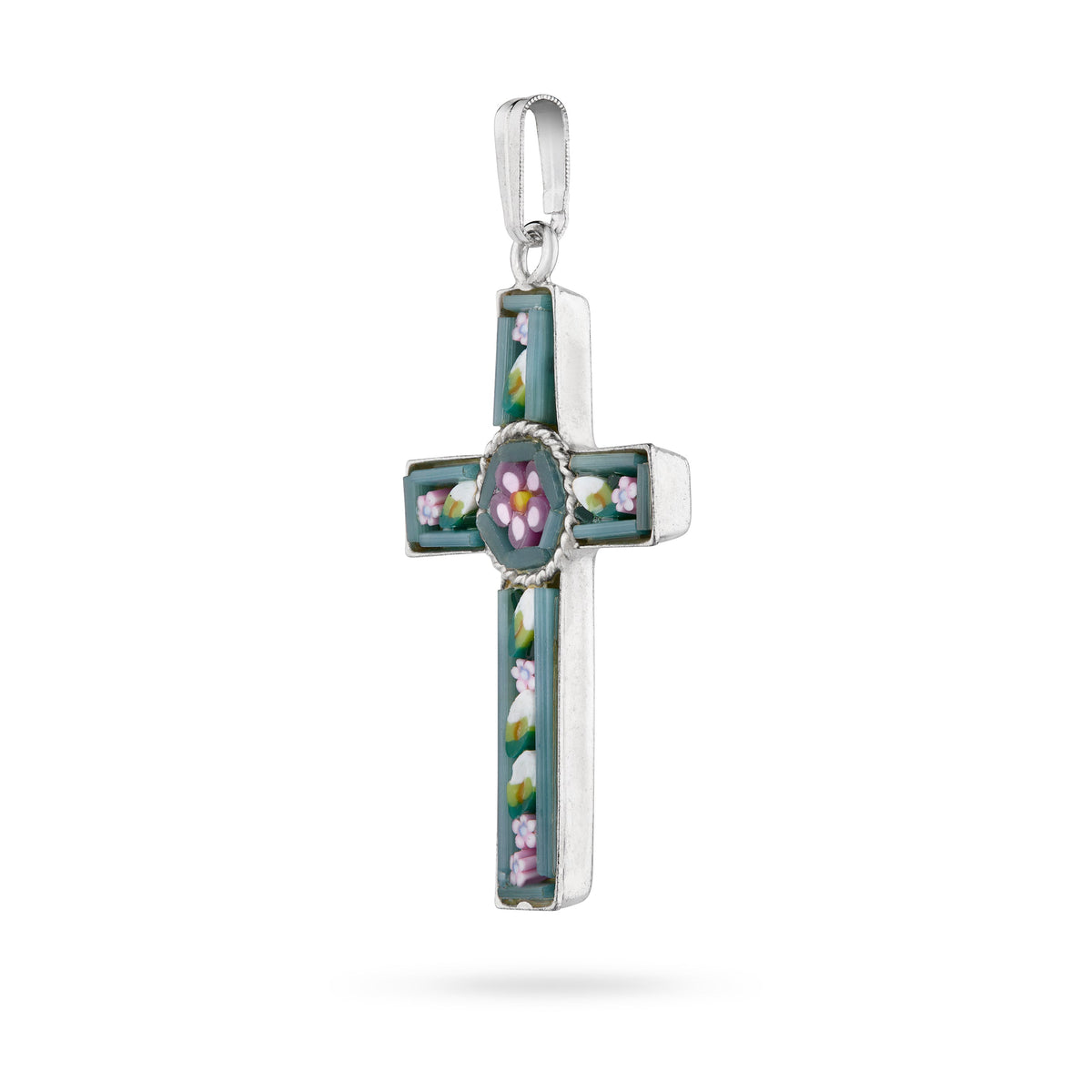 Micromosaic and Metal Cross with Flower