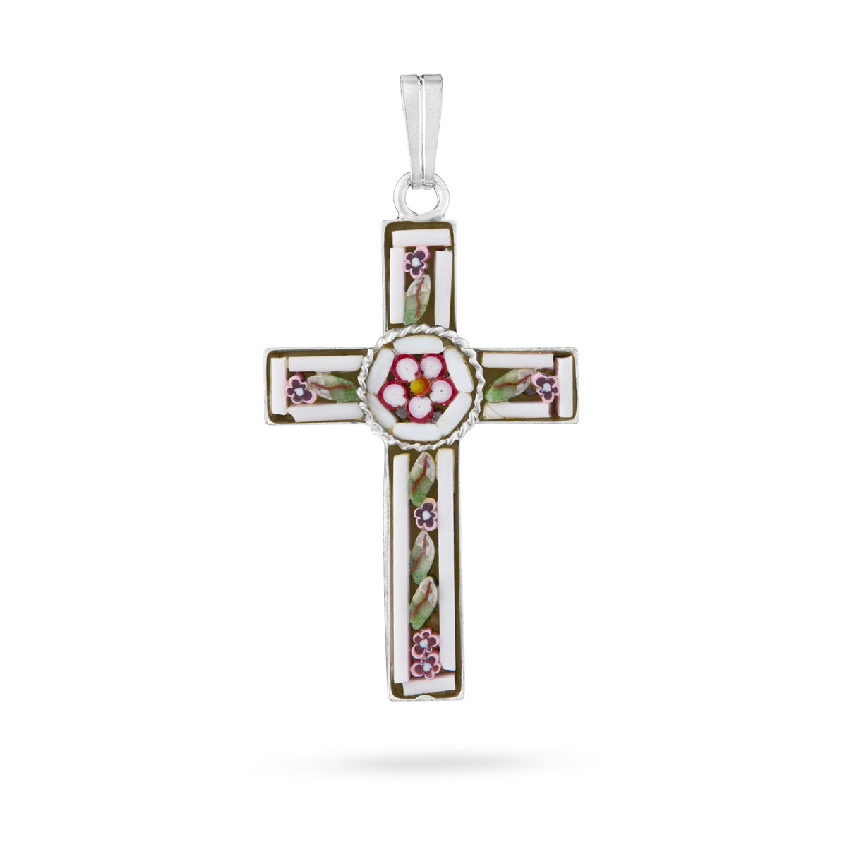Micromosaic and Metal Cross with Flower