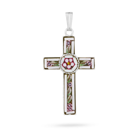 Micromosaic and Metal Cross with Flower