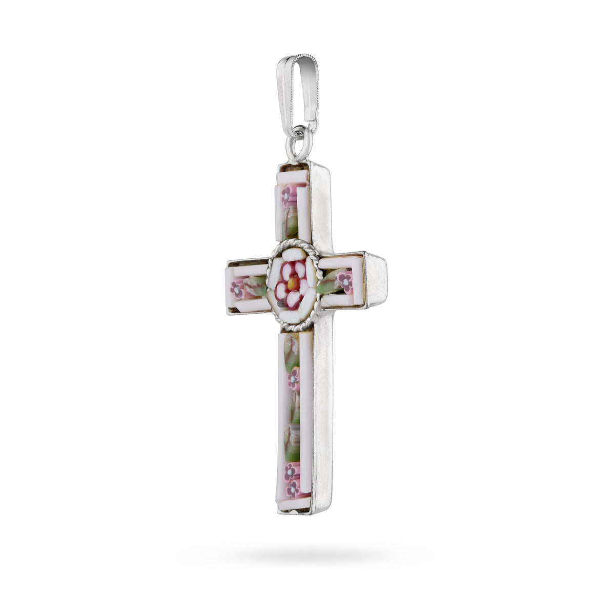 Micromosaic and Metal Cross with Flower