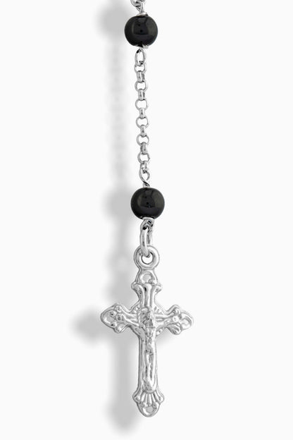 MIRACULOUS MARY ROSARY 5 MM BLACK BEADS
