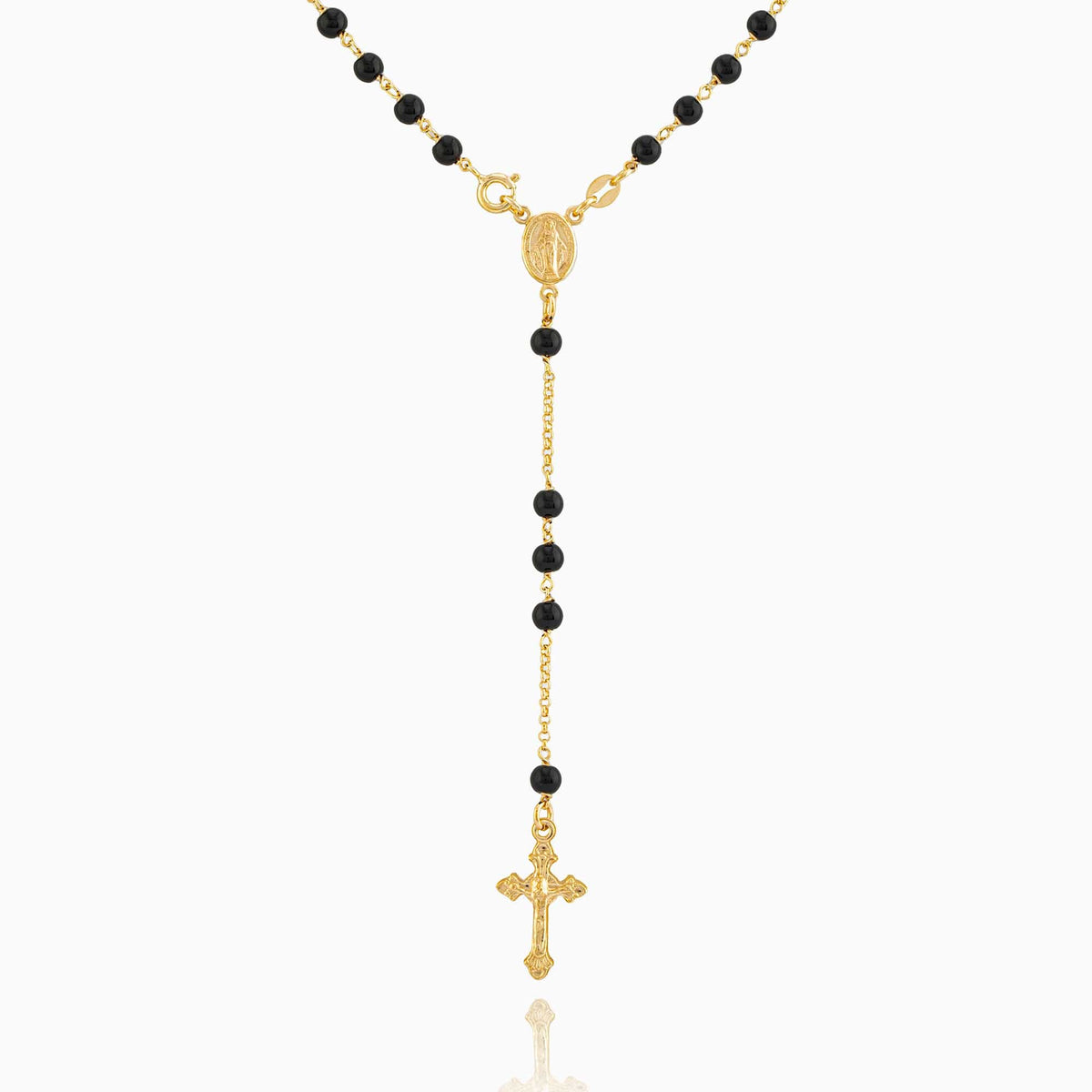 MIRACULOUS MARY ROSARY 5 MM BLACK BEADS