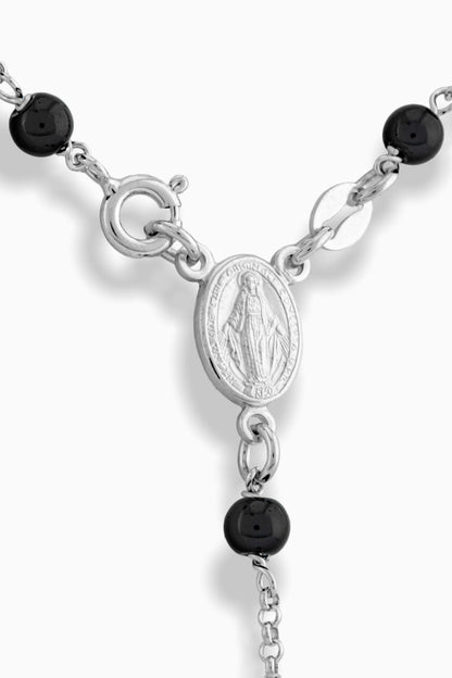 MIRACULOUS MARY ROSARY 5 MM BLACK BEADS