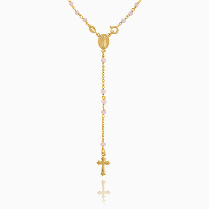 Miraculous Mary Rosary Pink Beads in Sterling Silver